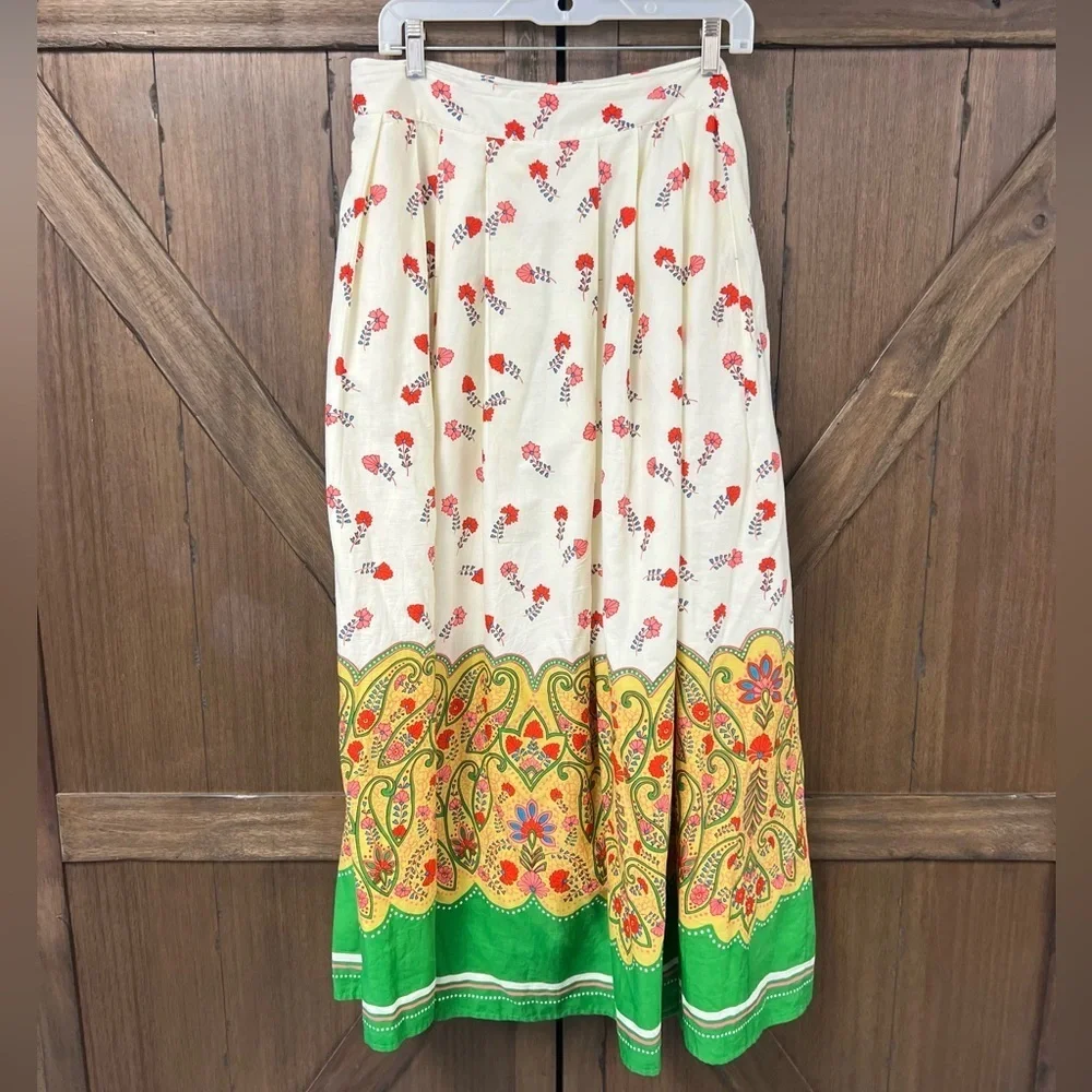 Banjanan Deena Designer Maxi Skirt in Paisley Ming Size XL